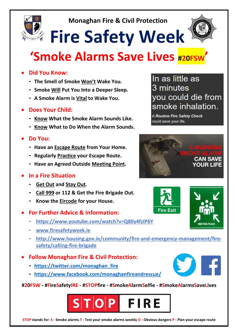 National Fire Safety Week 2020 -Monday October 5 2020