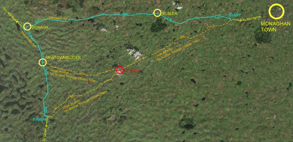 Road Closure Advert - 11 February - (N54 - Clones Town) Map