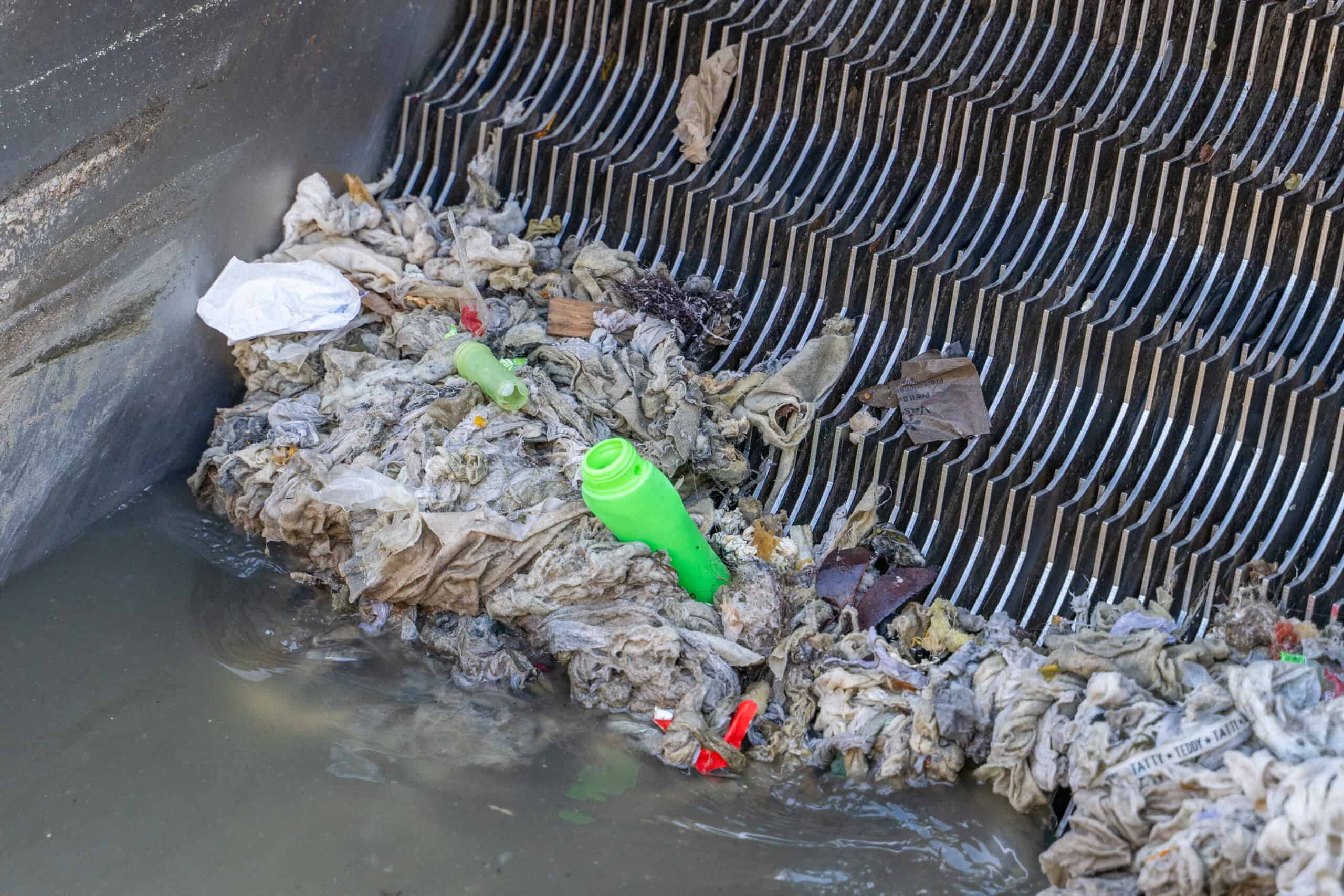 Photo 1 Wipes And Sanitary Products Being Removed By Large Screens At