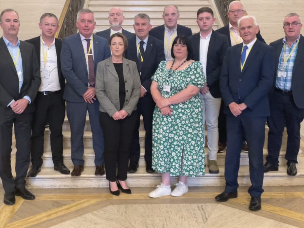 Members of the A5 N2 Cross Border Committee meeting NI Minister Liz Kimmins in Stormont