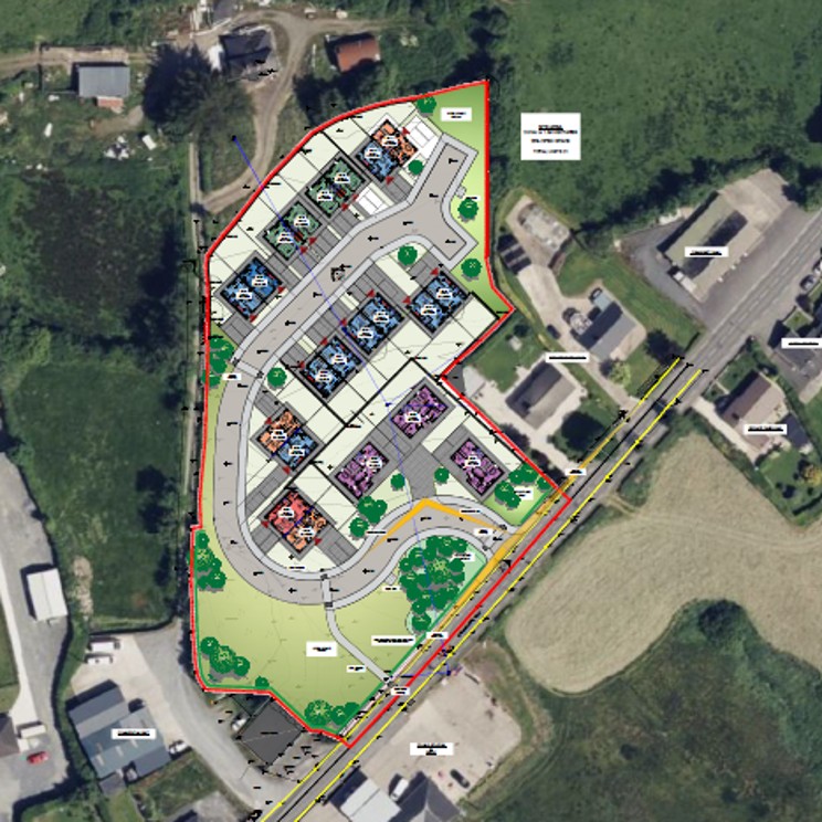 Map of location of 21 New Social Homes at An Creagán, Rockcorry